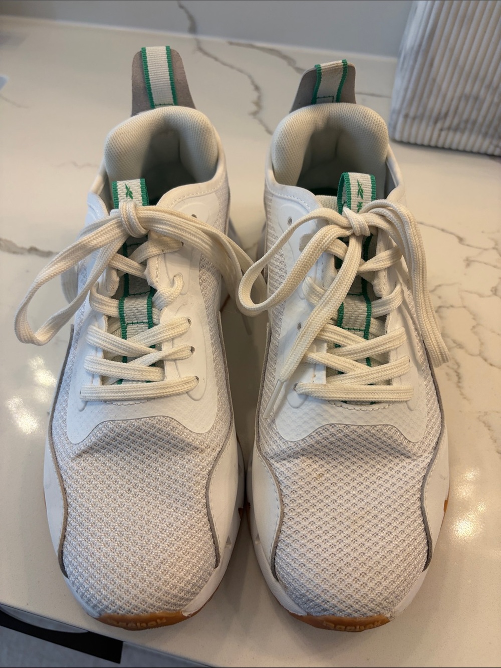Reebok White Athletic Sneakers with Green Accents